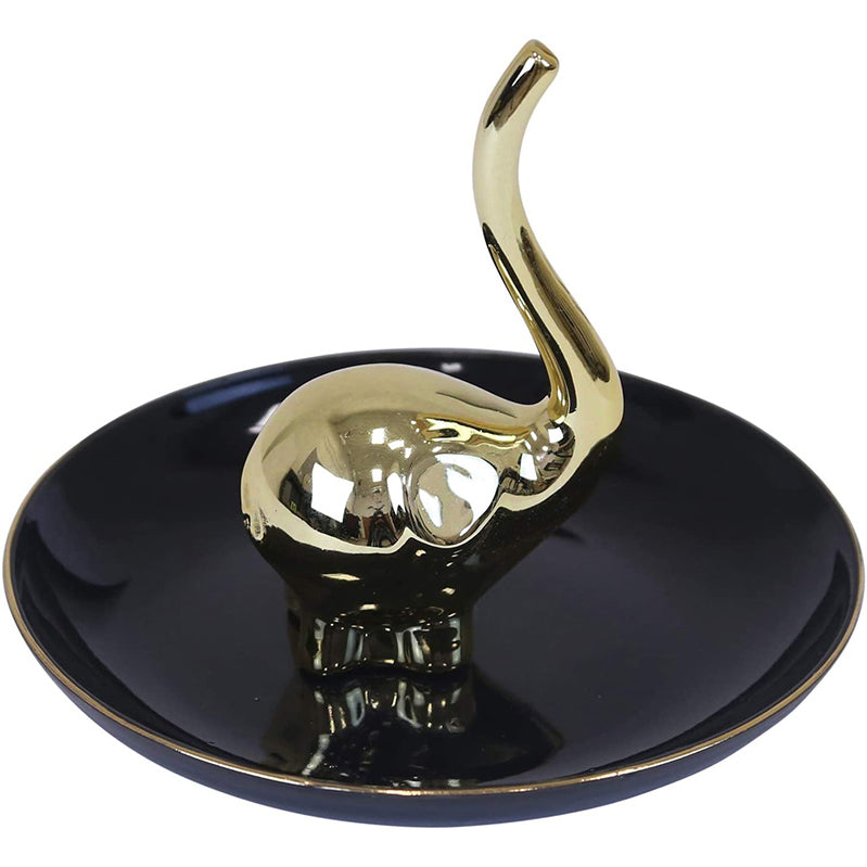 Ceramic Elephant Trinket Black/Gold