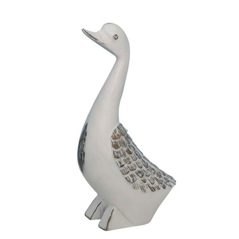 Decorative Resin Duck Figurine, White/Brown