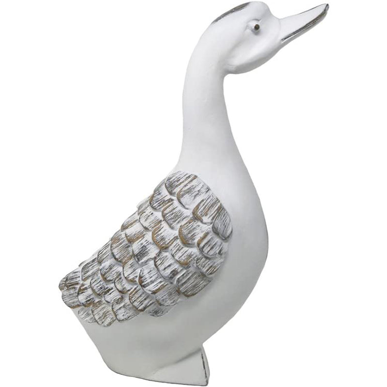 Decorative Resin Duck Figurine, White/Brown