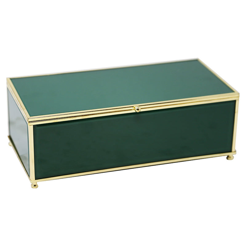 Decorative  Glass Storage Box, Green