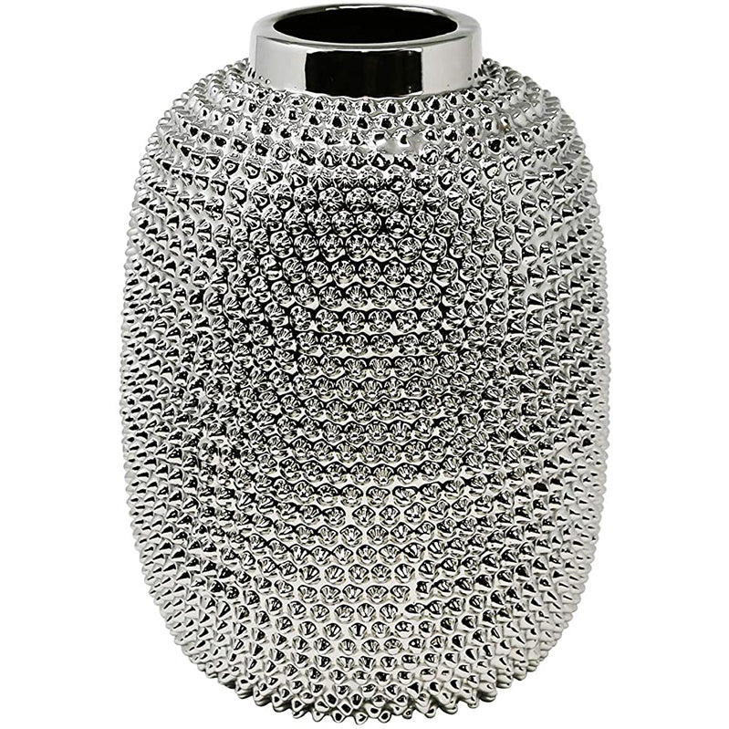 Decorative Ceramic Spike Vase, Silver