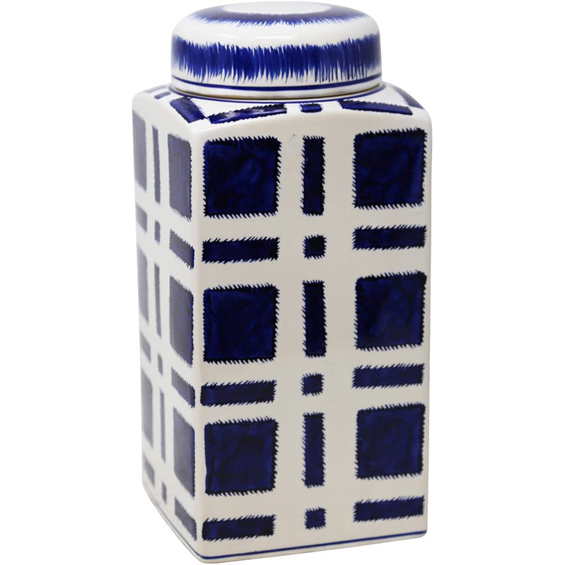 Decorative, Ceramic Covered Jar, Blue / White