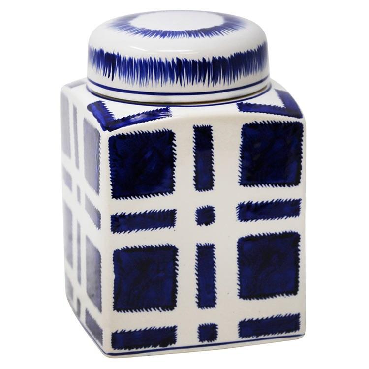 Decorative, Ceramic Covered Jar, Blue / White