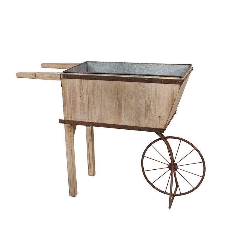 Tin & Wood Wheelbarrow Planter