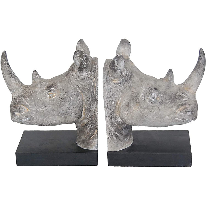 S/2 Resin Rhino Head Bookends