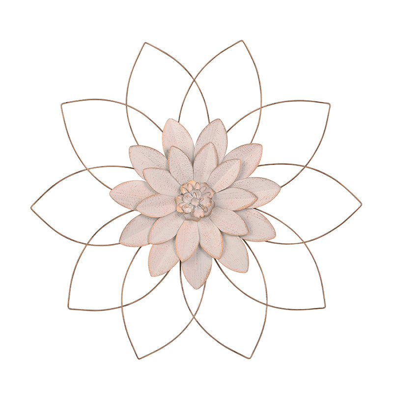 Metal 25" Wall Flower White/Gold