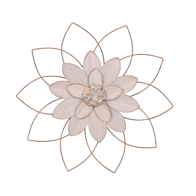 Metal 20" Wal Flower White/Gold