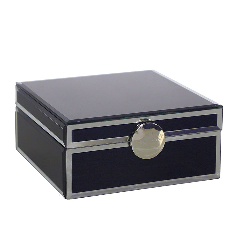 Wood / Glass 7X7 Jewelry Box Blue