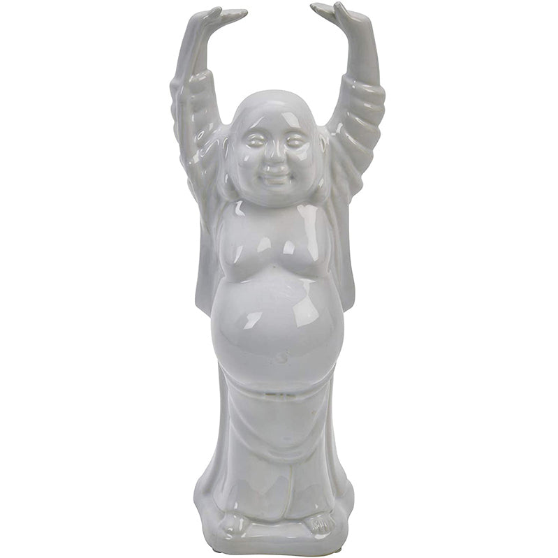 Joyful Buddha Figurine, White