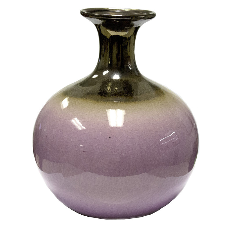 Ceramic Bottle Vase, Pink/Copper