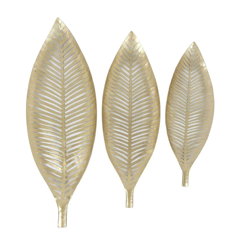 S/3 Gold Metal Leaf Trays