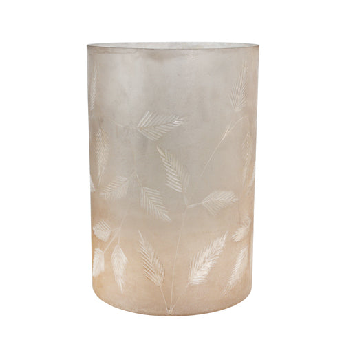 12"Etched Leaf Glass Vase
