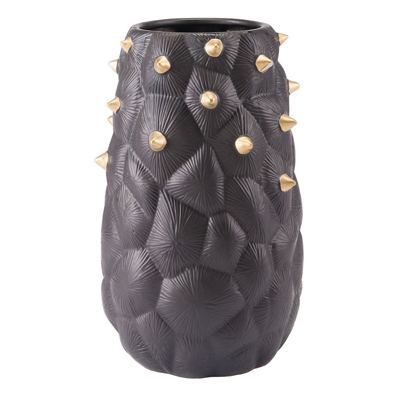 Black Cactus Vase Md Black & Gold