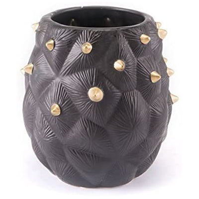 Black Cactus Vase Sm Black & Gold