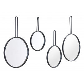 Set Of 4 Round Mirrors Black
