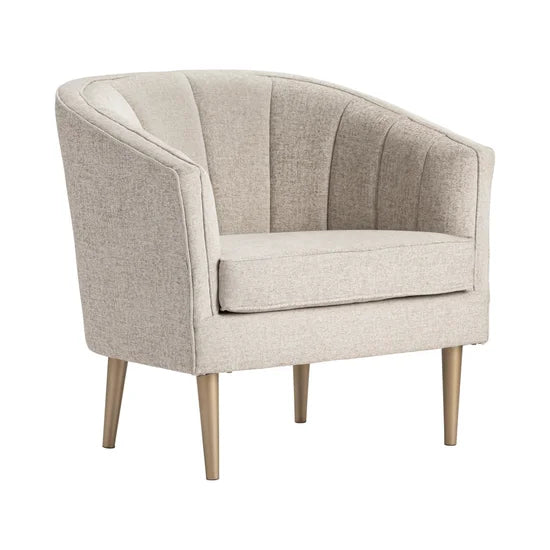 Sutton Metallic Leg and Champagne Linen Upholstered Channel Back Chair